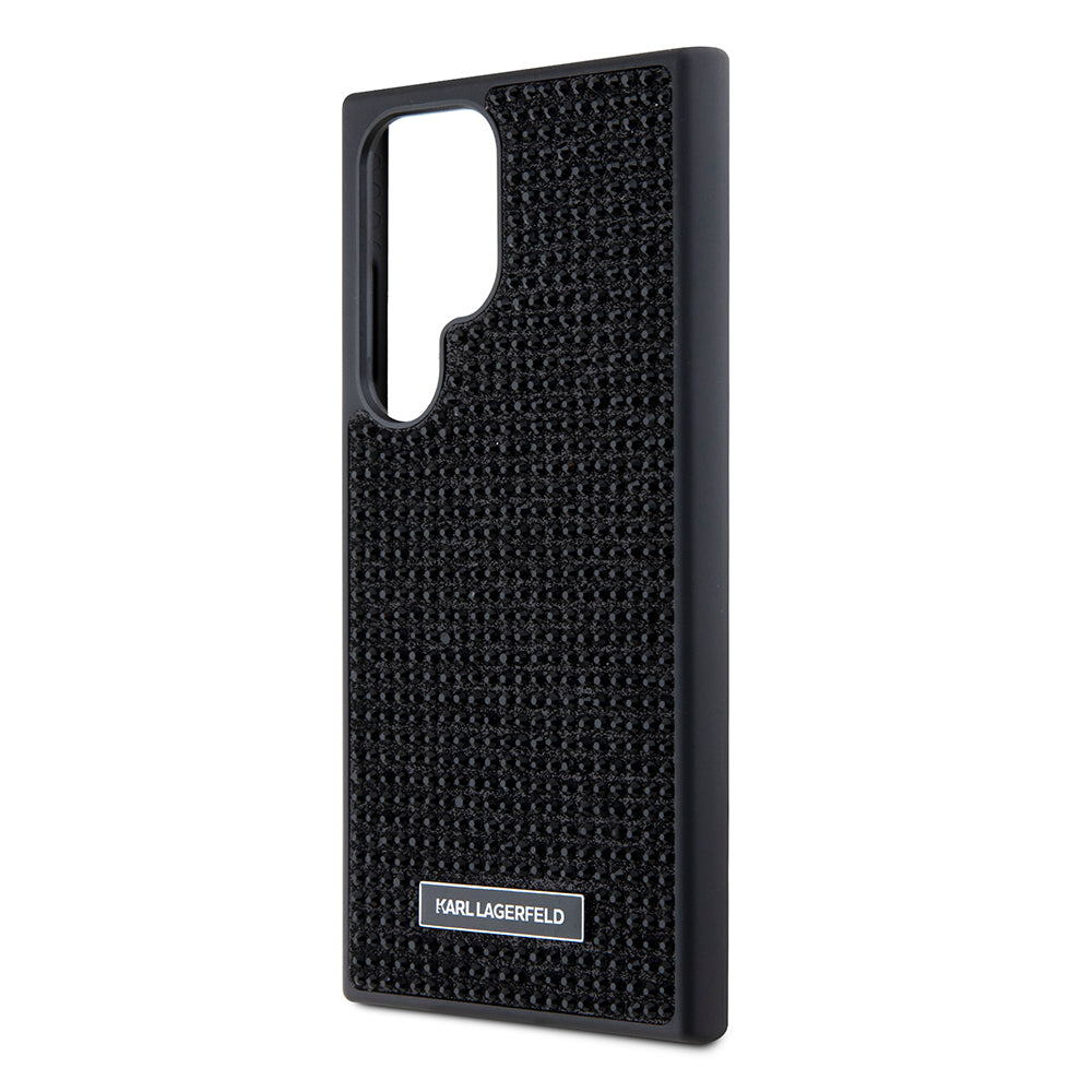 Hoes voor Samsung Galaxy S24 Ultra S928, Karl Lagerfeld, Rhinestone Metal Plate, Zwart