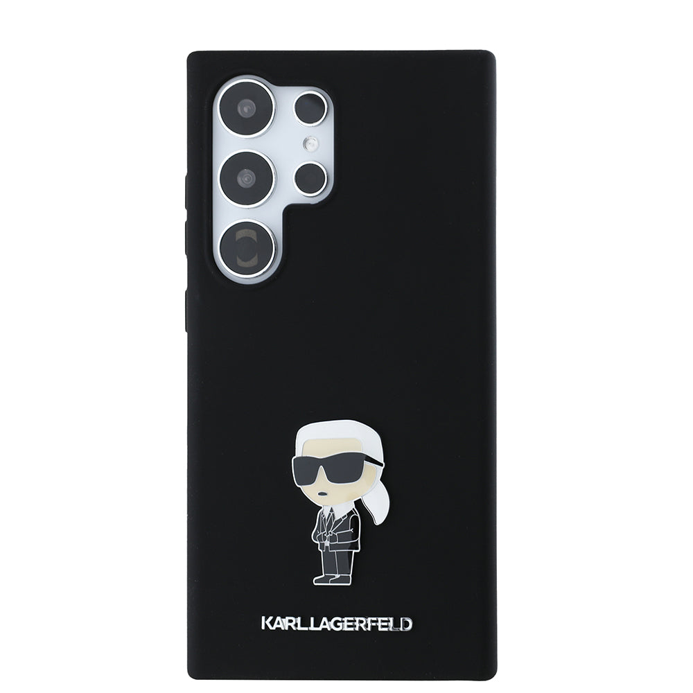 Hoes voor Samsung Galaxy S24 Ultra S928, Karl Lagerfeld, Silicone Ikonik Karl, Zwart