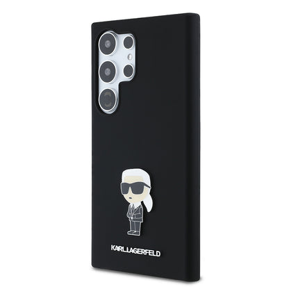 Hoes voor Samsung Galaxy S24 Ultra S928, Karl Lagerfeld, Silicone Ikonik Karl, Zwart