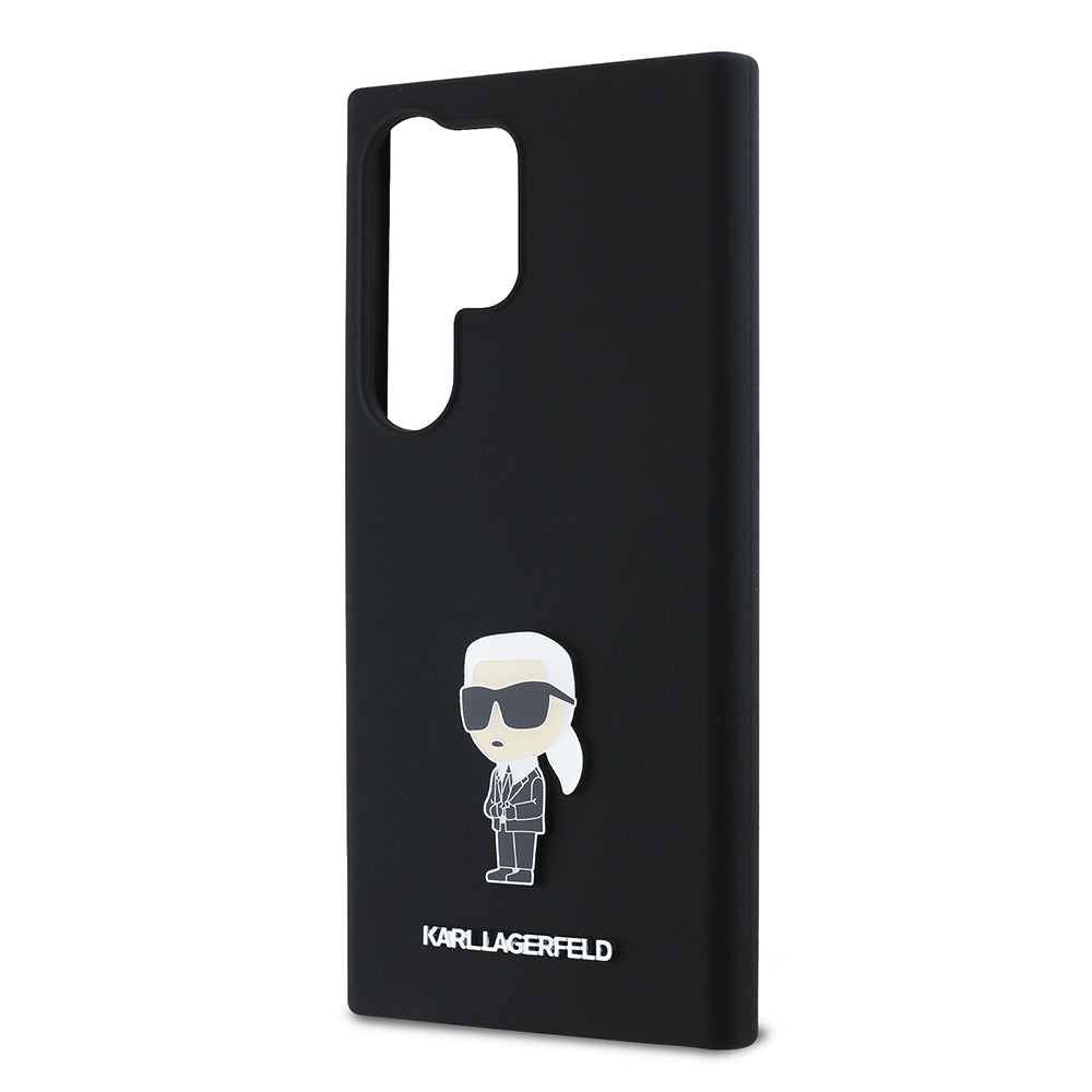 Hoes voor Samsung Galaxy S24 Ultra S928, Karl Lagerfeld, Silicone Ikonik Karl, Zwart