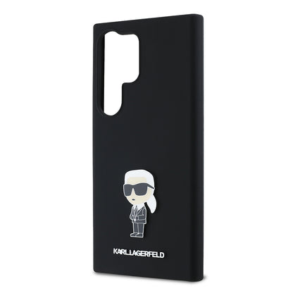 Hoes voor Samsung Galaxy S24 Ultra S928, Karl Lagerfeld, Silicone Ikonik Karl, Zwart
