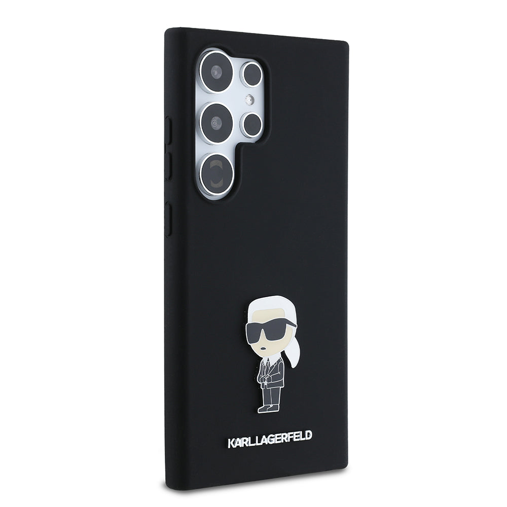Hoes voor Samsung Galaxy S24 Ultra S928, Karl Lagerfeld, Silicone Ikonik Karl, Zwart