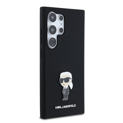 Hoes voor Samsung Galaxy S24 Ultra S928, Karl Lagerfeld, Silicone Ikonik Karl, Zwart