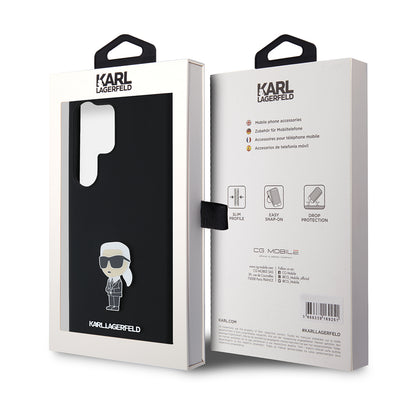 Hoes voor Samsung Galaxy S24 Ultra S928, Karl Lagerfeld, Silicone Ikonik Karl, Zwart