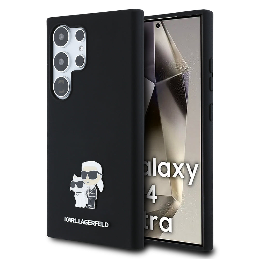 Hoes voor Samsung Galaxy S24 Ultra S928, Karl Lagerfeld, Silicone Karl & Choupette, Zwart