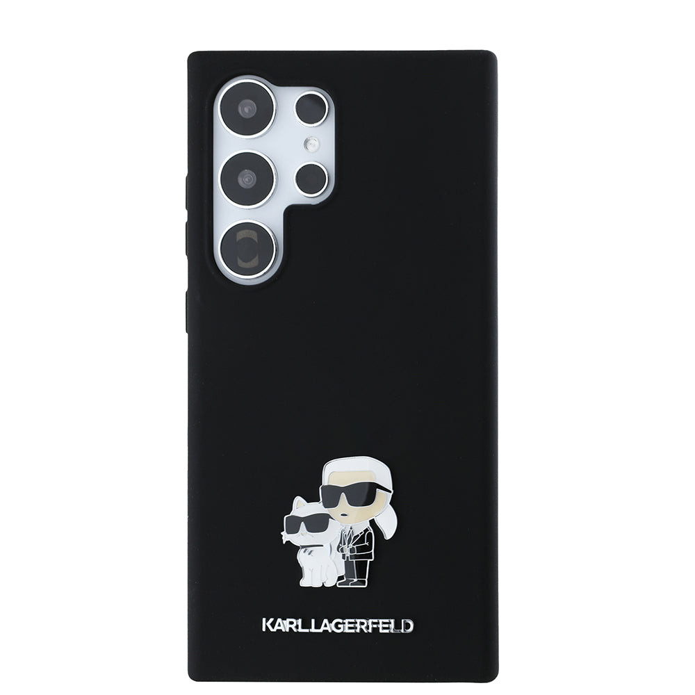 Hoes voor Samsung Galaxy S24 Ultra S928, Karl Lagerfeld, Silicone Karl & Choupette, Zwart