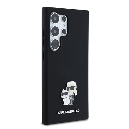 Hoes voor Samsung Galaxy S24 Ultra S928, Karl Lagerfeld, Silicone Karl & Choupette, Zwart