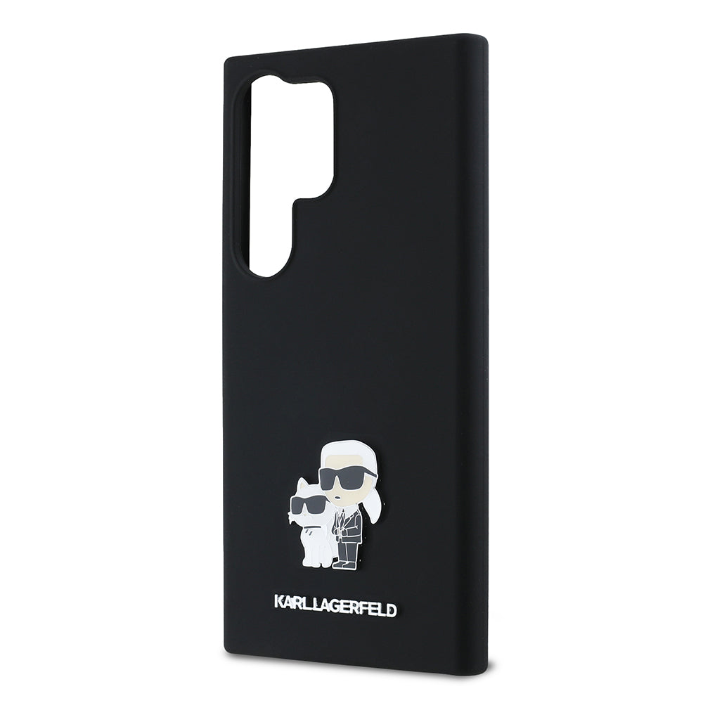 Hoes voor Samsung Galaxy S24 Ultra S928, Karl Lagerfeld, Silicone Karl & Choupette, Zwart