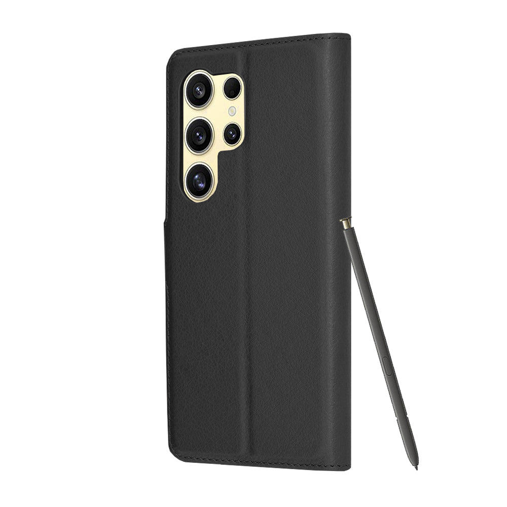 Hoes voor Samsung Galaxy S24 Ultra S928, Techsuit, Leather Folio, Zwart