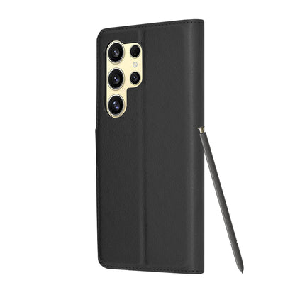 Hoes voor Samsung Galaxy S24 Ultra S928, Techsuit, Leather Folio, Zwart