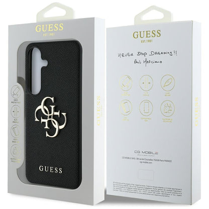 Hoes voor Samsung Galaxy S25+ S936, Guess, 4G Grained Big and Classic Logo, Zwart