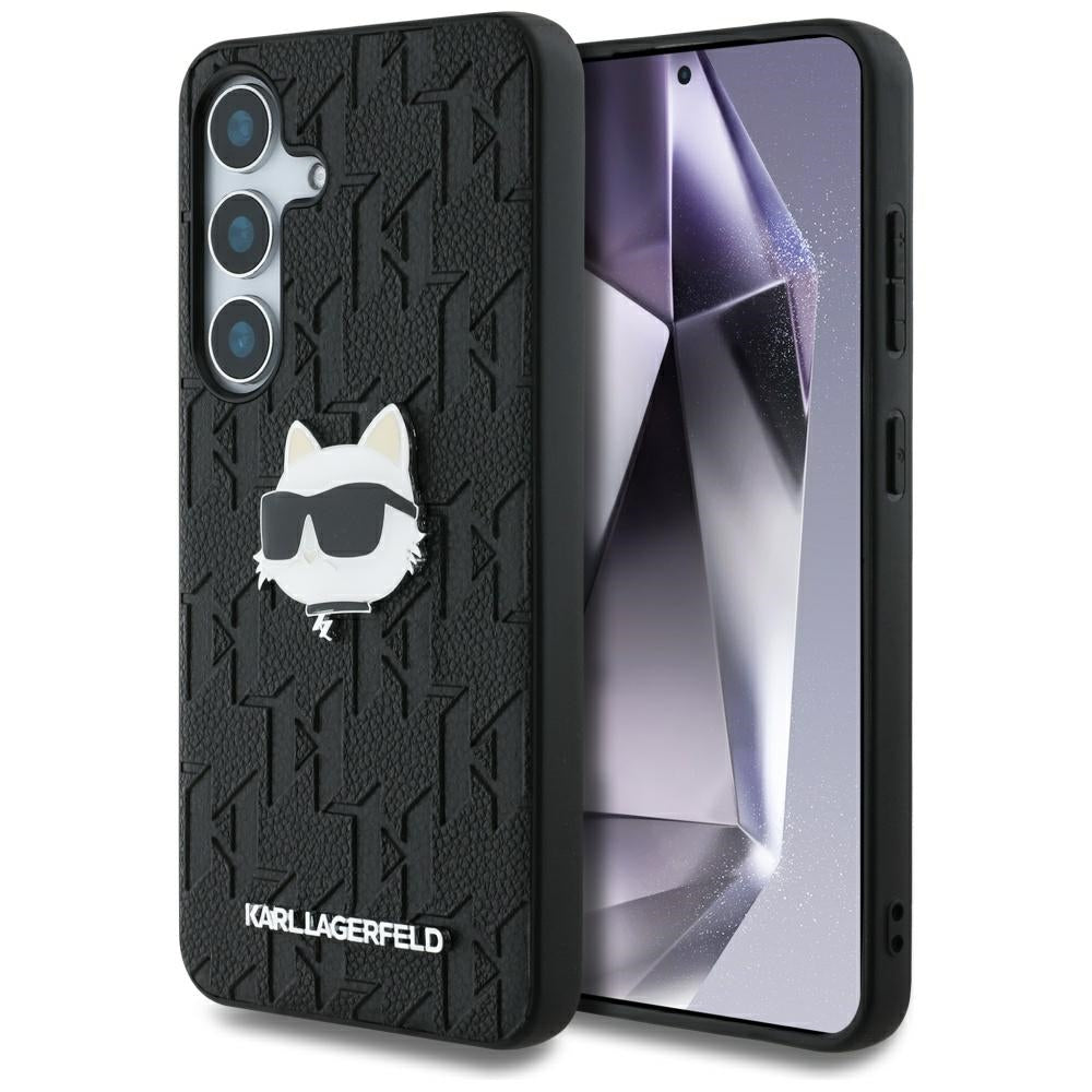 Hoes voor Samsung Galaxy S25+ S936, Karl Lagerfeld, Monogram Choupette's Head, Zwart