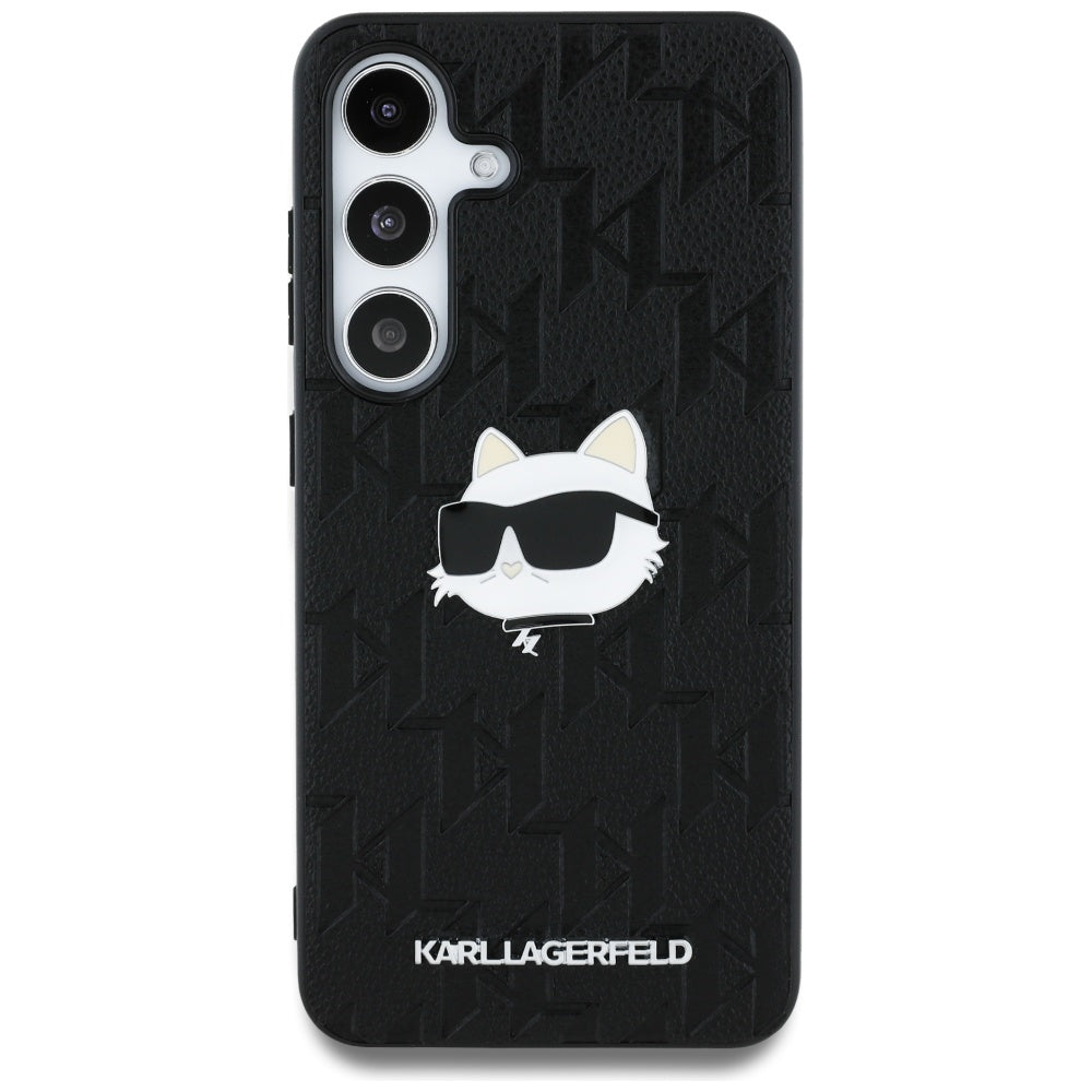 Hoes voor Samsung Galaxy S25+ S936, Karl Lagerfeld, Monogram Choupette's Head, Zwart