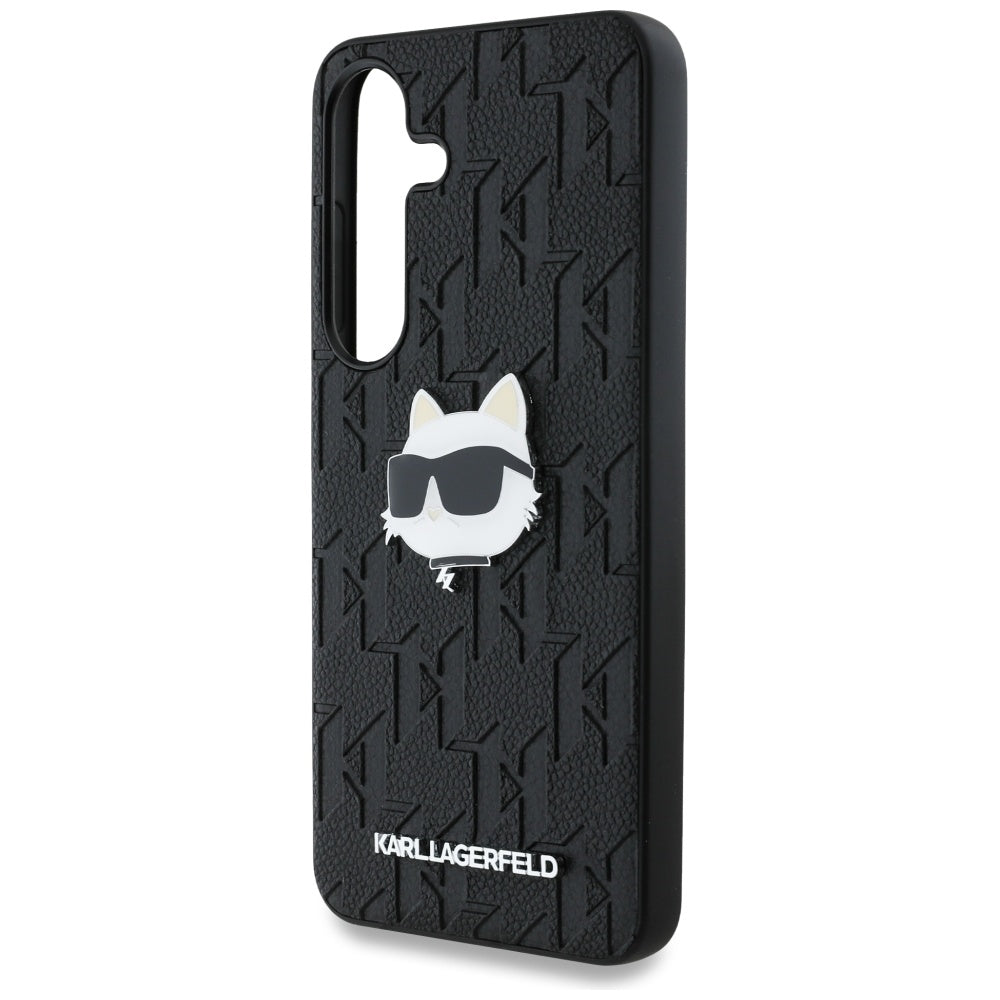 Hoes voor Samsung Galaxy S25+ S936, Karl Lagerfeld, Monogram Choupette's Head, Zwart