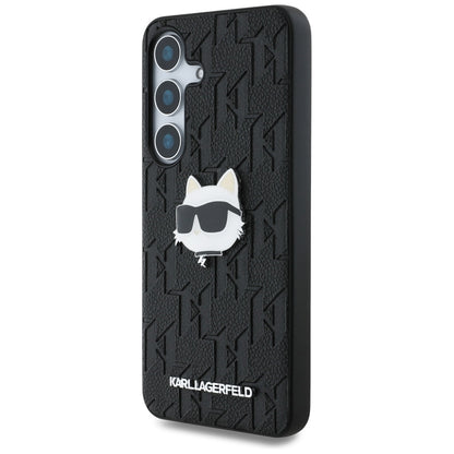 Hoes voor Samsung Galaxy S25+ S936, Karl Lagerfeld, Monogram Choupette's Head, Zwart