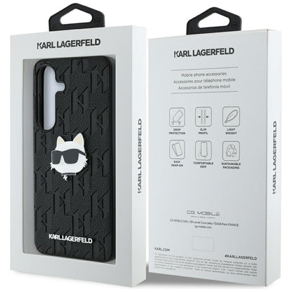 Hoes voor Samsung Galaxy S25+ S936, Karl Lagerfeld, Monogram Choupette's Head, Zwart
