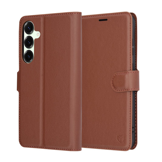 Hoes voor Samsung Galaxy S25+ S936, Techsuit, Leather Folio, Bruin