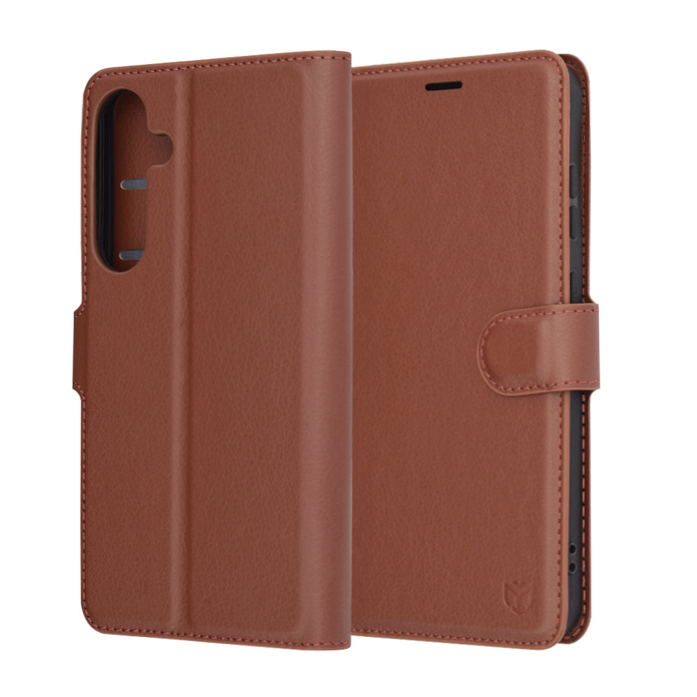 Hoes voor Samsung Galaxy S25+ S936, Techsuit, Leather Folio, Bruin