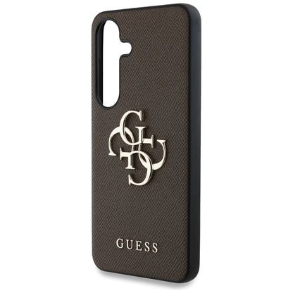 Hoes voor Samsung Galaxy S25 S931, Guess, 4G Grained Big and Classic Logo, Bruin
