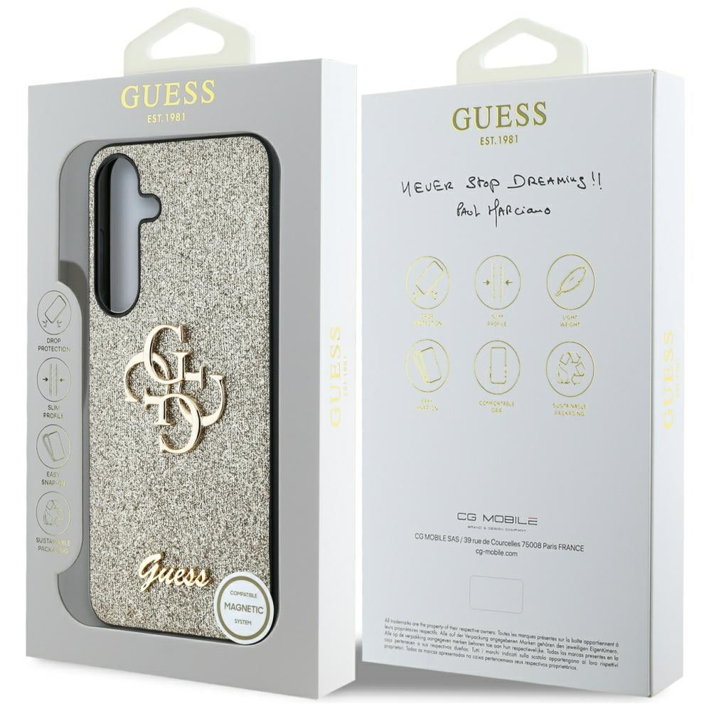 Hoesje voor Samsung Galaxy S25 S931, Guess, Glitter Big 4G Script, Goud