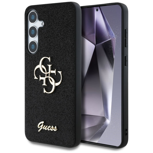 Hoes voor Samsung Galaxy S25 S931, Guess, Glitter Big 4G Script, Zwart