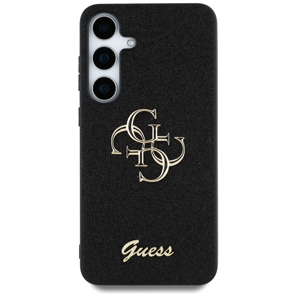 Hoes voor Samsung Galaxy S25 S931, Guess, Glitter Big 4G Script, Zwart