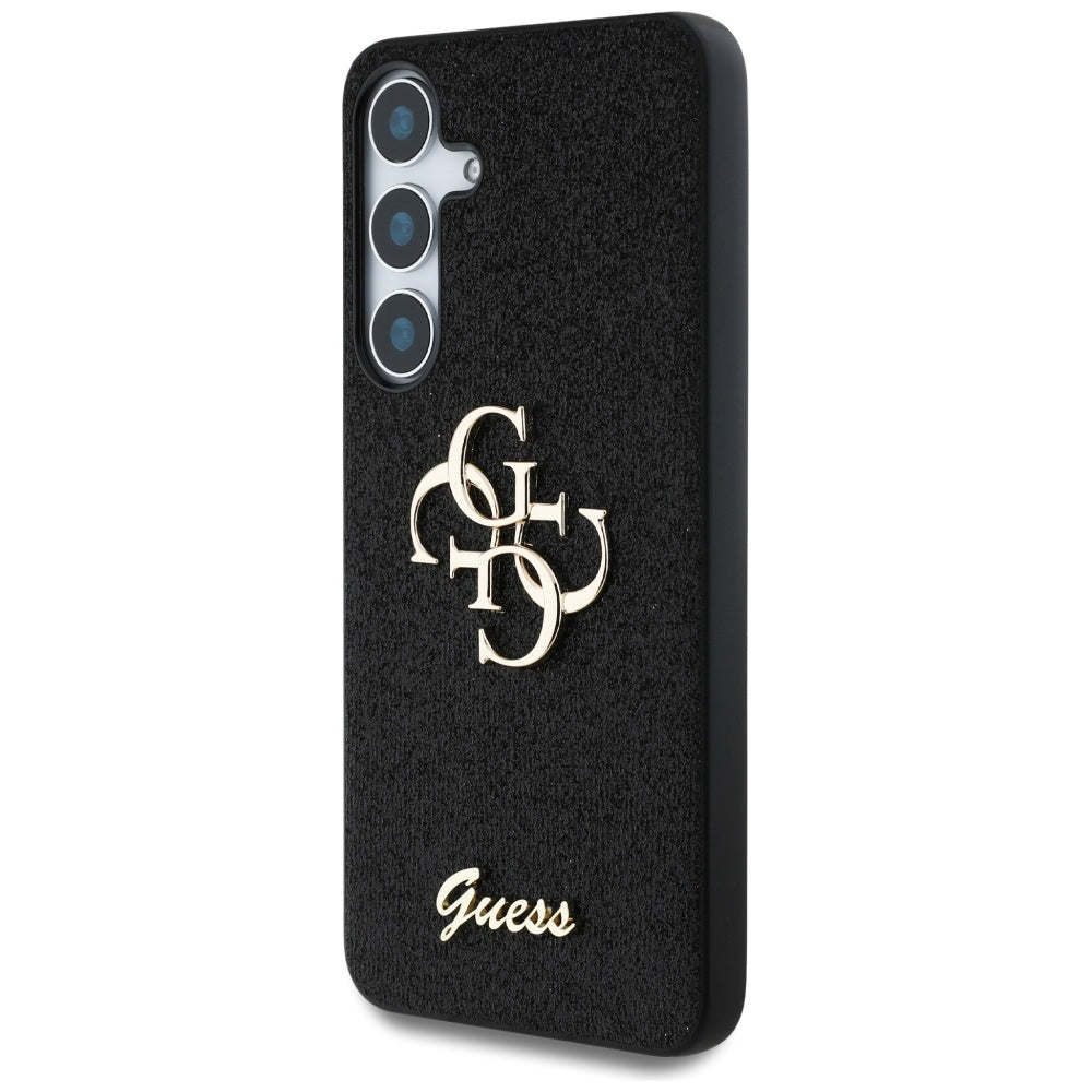 Hoes voor Samsung Galaxy S25 S931, Guess, Glitter Big 4G Script, Zwart