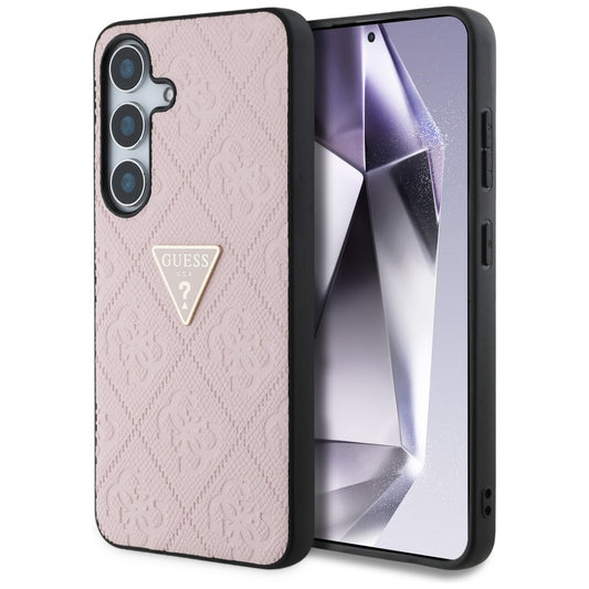Hoes voor Samsung Galaxy S25 S931, Guess, Grained Hot Stamp 4G Triangle, Roze