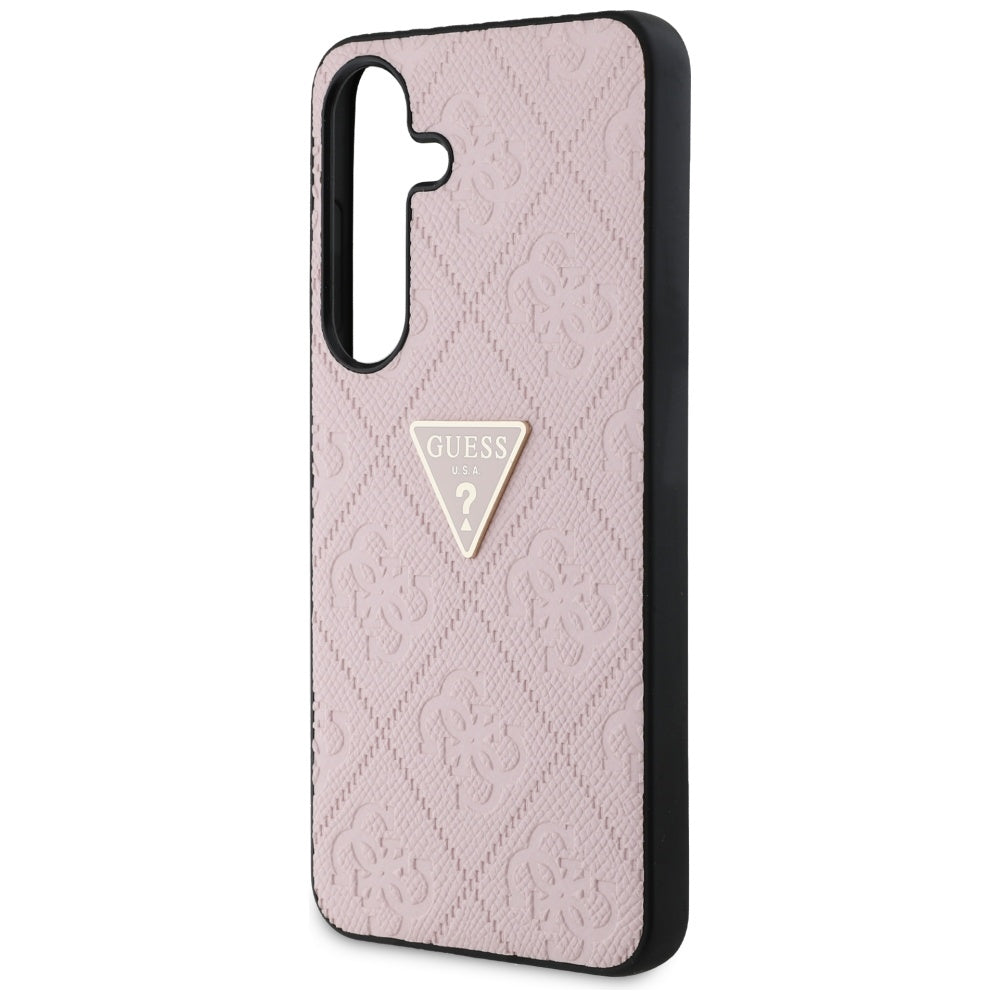 Hoes voor Samsung Galaxy S25 S931, Guess, Grained Hot Stamp 4G Triangle, Roze