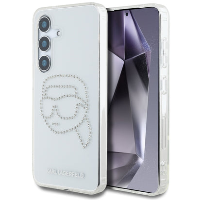 Hoes voor Samsung Galaxy S25 S931, Karl Lagerfeld, IML Rhinestones Karl's Head, Transparant