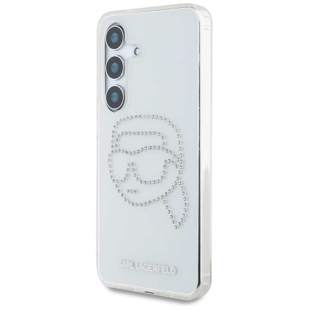 Hoes voor Samsung Galaxy S25 S931, Karl Lagerfeld, IML Rhinestones Karl's Head, Transparant