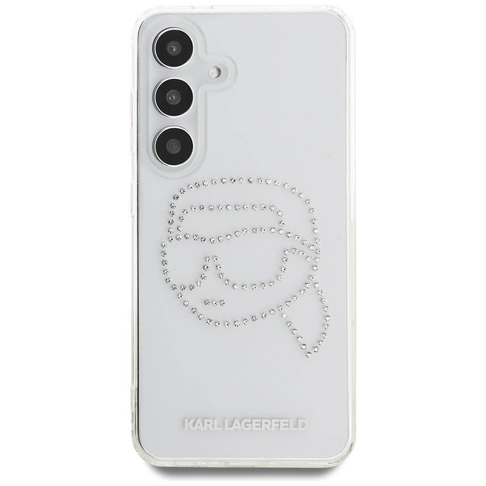 Hoes voor Samsung Galaxy S25 S931, Karl Lagerfeld, IML Rhinestones Karl's Head, Transparant