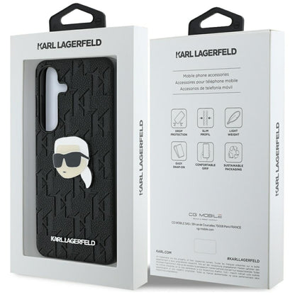 Hoes voor Samsung Galaxy S25 S931, Karl Lagerfeld, Monogram Karl's Head, Zwart