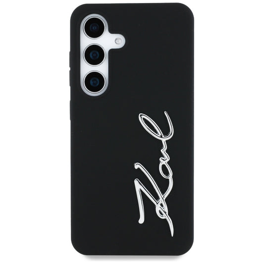 Hoes voor Samsung Galaxy S25 S931, Karl Lagerfeld, Siliconen Teken Metalen Logo, Zwart