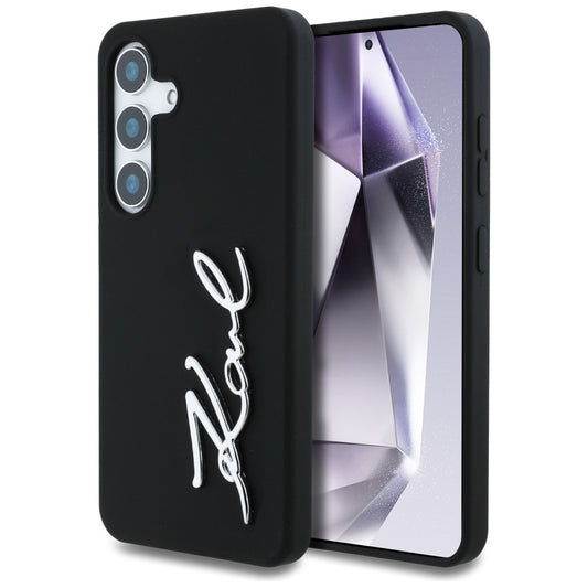 Hoes voor Samsung Galaxy S25 S931, Karl Lagerfeld, Siliconen Teken Metalen Logo, Zwart