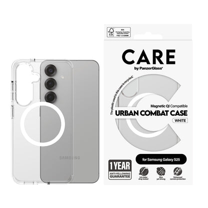 Hoes voor Samsung Galaxy S25 S931, PanzerGlass, Care Urban Combat, Transparant Wit