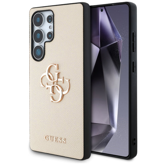 Hoes voor Samsung Galaxy S25 Ultra S938, Guess, 4G Grained Big and Classic Logo, Beige