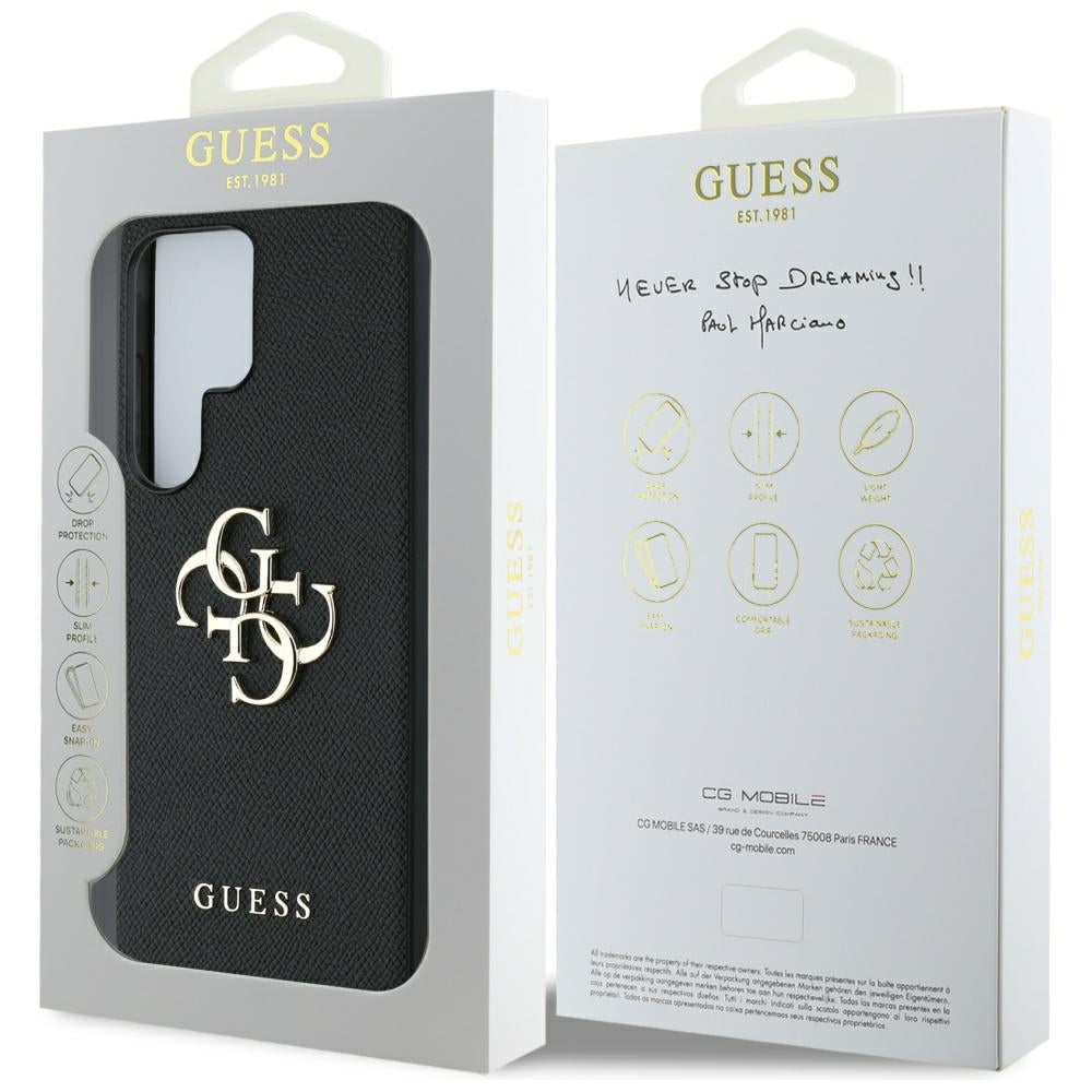 Hoes voor Samsung Galaxy S25 Ultra S938, Guess, 4G Grained Big and Classic Logo, Zwart