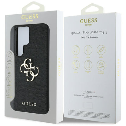 Hoes voor Samsung Galaxy S25 Ultra S938, Guess, 4G Grained Big and Classic Logo, Zwart