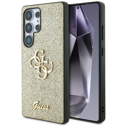 Hoes voor Samsung Galaxy S25 Ultra S938, Guess, Glitter Big 4G Script, Goudkleurig
