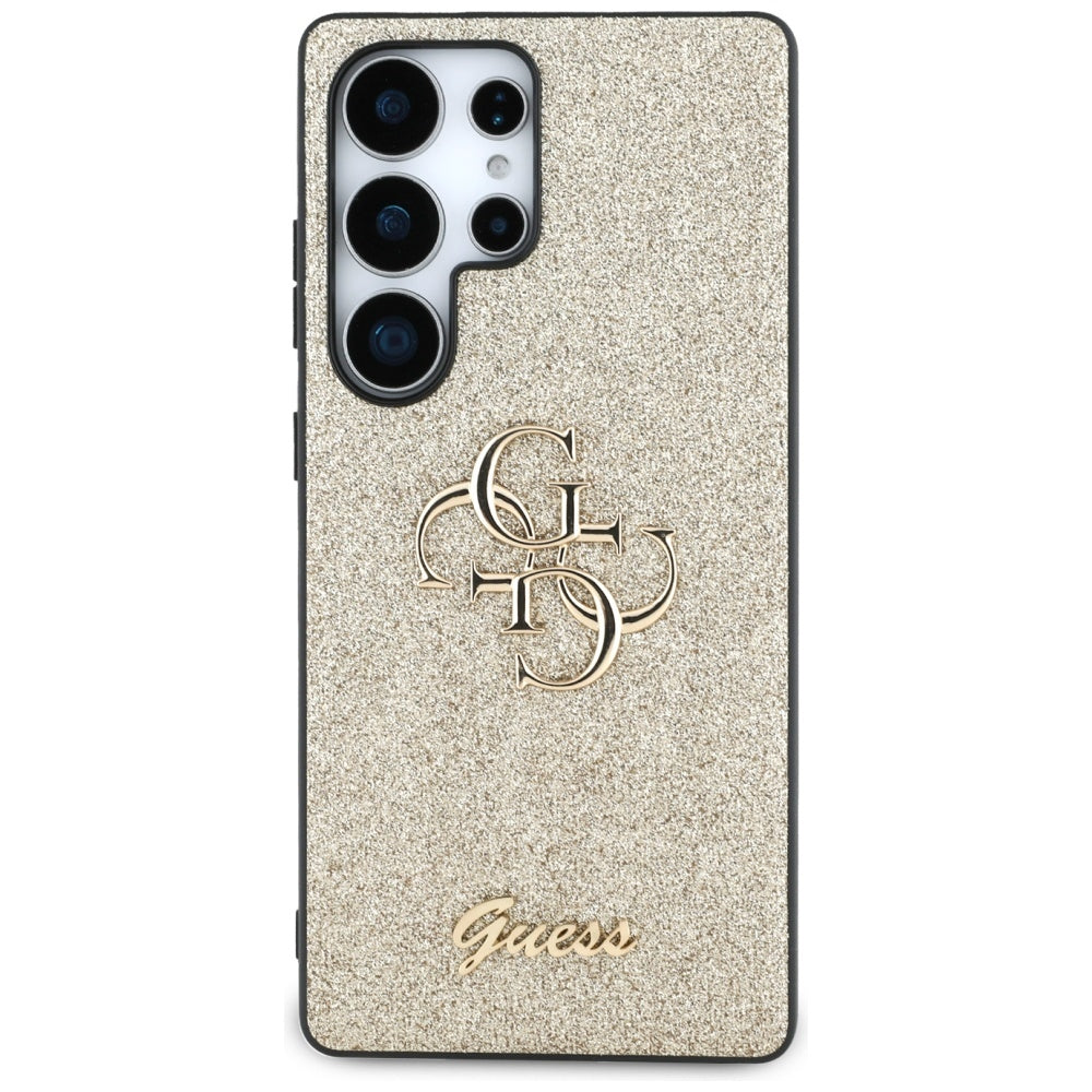 Hoes voor Samsung Galaxy S25 Ultra S938, Guess, Glitter Big 4G Script, Goudkleurig