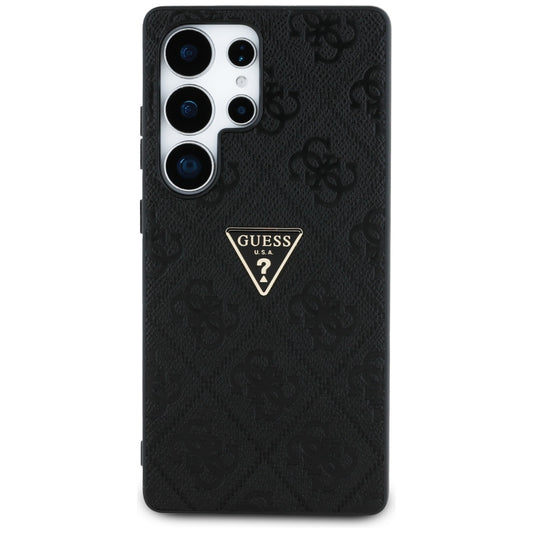 Case for Samsung Galaxy S25 Ultra S938, Guess, Grained Hot Stamp 4G Triangle, Black