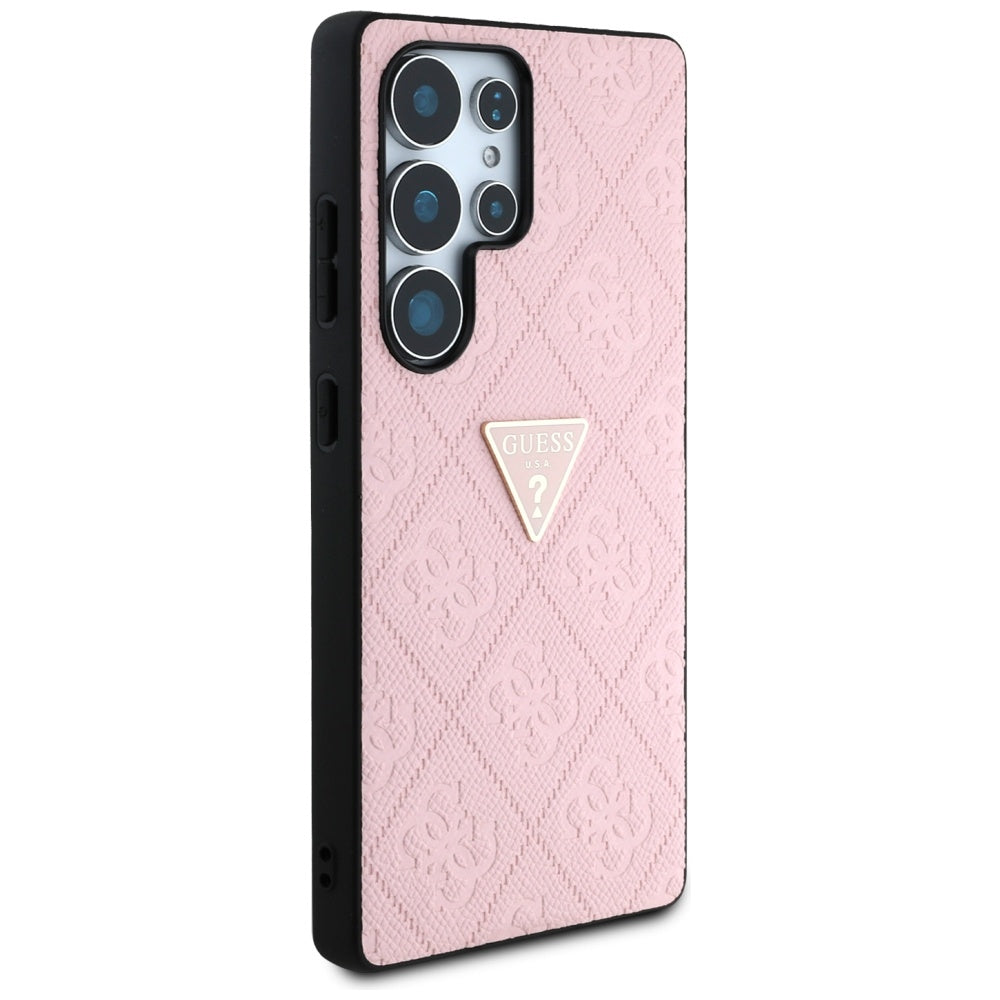 Hoes voor Samsung Galaxy S25 Ultra S938, Guess, Grained Hot Stamp 4G Triangle, Roze