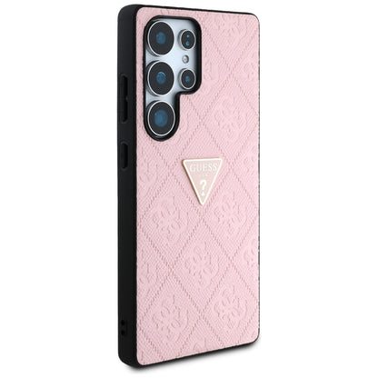 Hoes voor Samsung Galaxy S25 Ultra S938, Guess, Grained Hot Stamp 4G Triangle, Roze