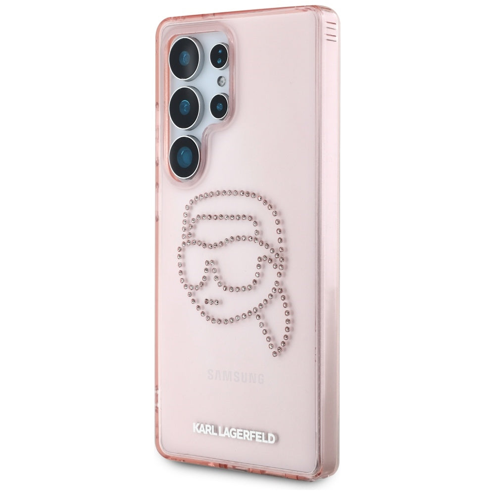 Hoes voor Samsung Galaxy S25 Ultra S938, Karl Lagerfeld, IML Luxury Karl's Head, Roze