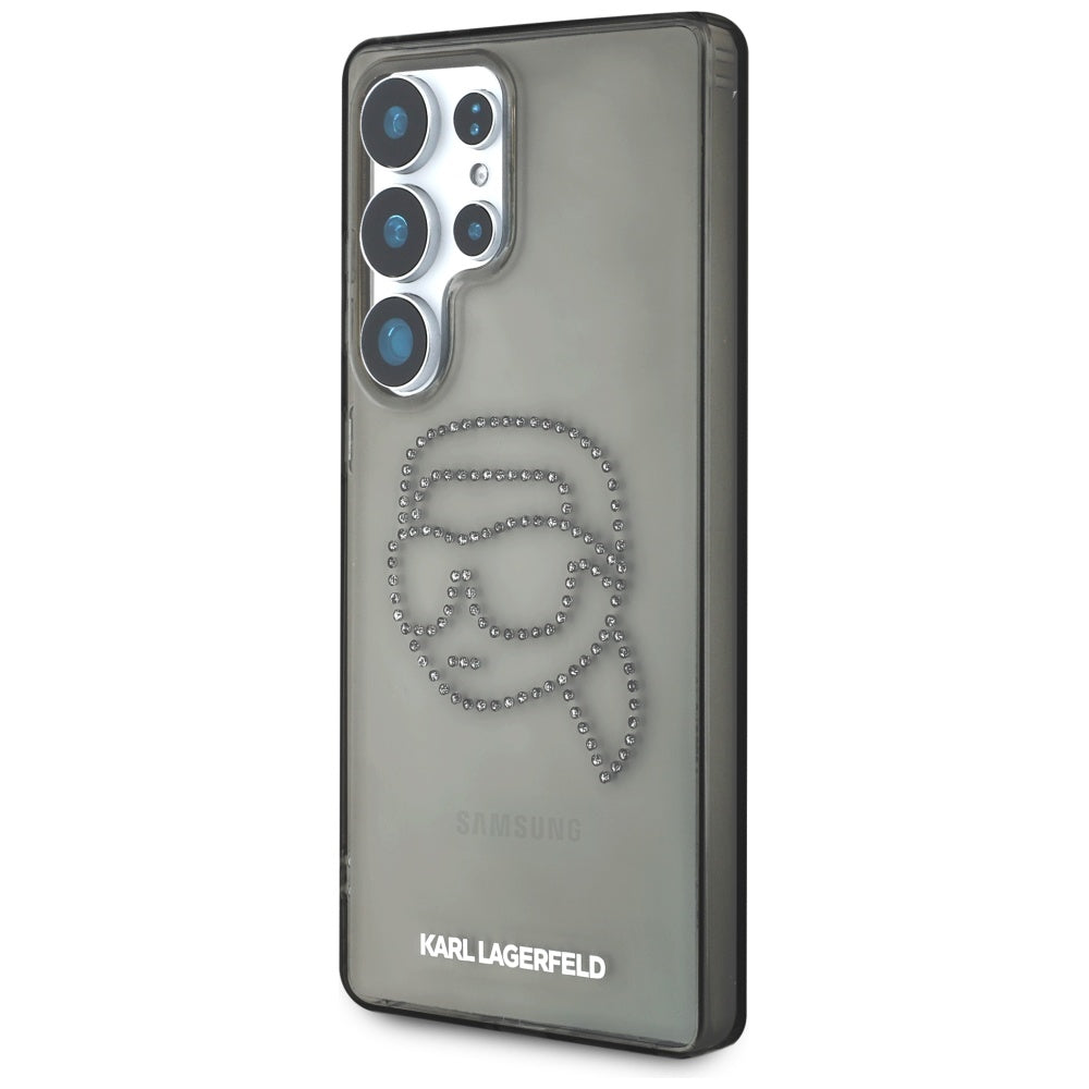 Hoes voor Samsung Galaxy S25 Ultra S938, Karl Lagerfeld, IML Rhinestones Karl's Head, Zwart