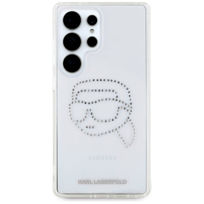Case for Samsung Galaxy S25 Ultra S938, Karl Lagerfeld, IML Rhinestones Karl's Head, Transparent