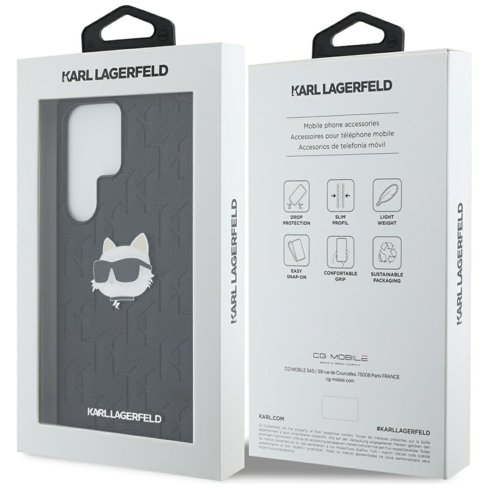 Hoes voor Samsung Galaxy S25 Ultra S938, Karl Lagerfeld, Monogram Choupette's Head, Zwart