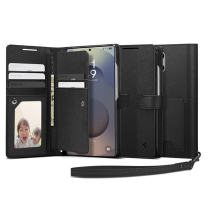 Hoes voor Samsung Galaxy S25 Ultra S938, Spigen, Wallet S, Zwart ACS09124