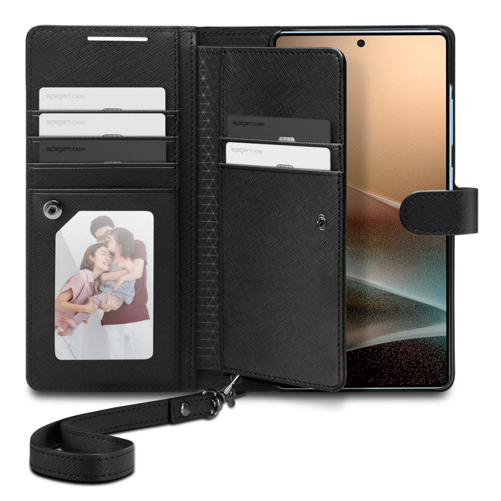 Hoes voor Samsung Galaxy S25 Ultra S938, Spigen, Wallet S, Zwart ACS09124